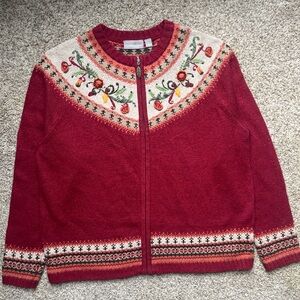 Vintage Croft & Barrow women’s large Red Knitted Cardigan